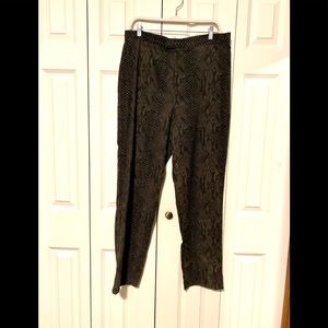Ladies black / deep green snake skin pattern pants. Great condition, size 16